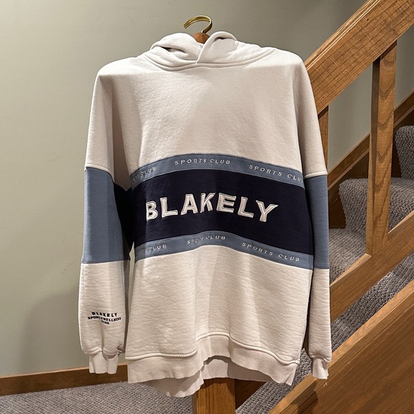 Blakely Sweaters - Blakely Cream Colorblock Crewneck Sweater with Navy & Slate Accents
